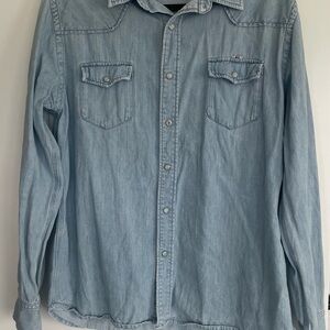 MAISON KITSUNE Blue Denim Casual Button Down Shirt